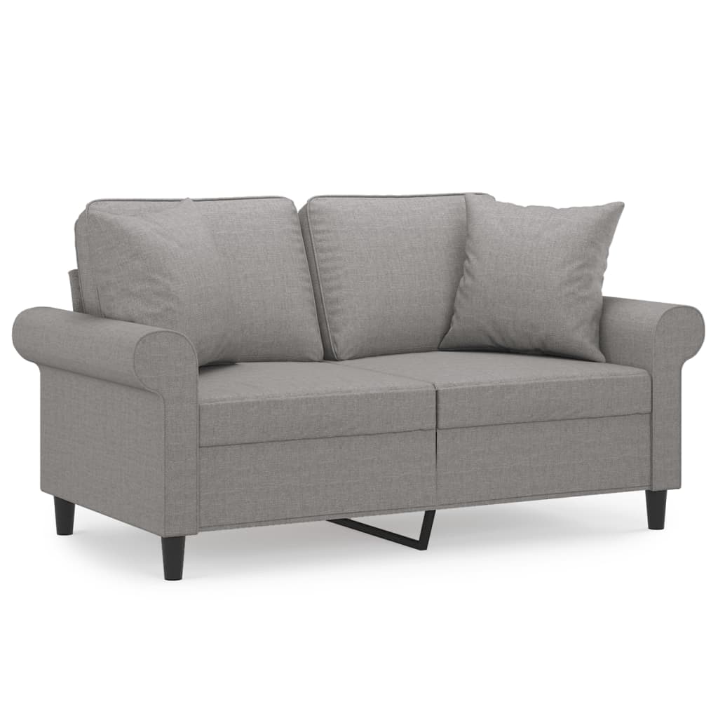 vidaXL 2-Sitzer-Sofa mit Kissen Hellgrau 120 cm Stoff
