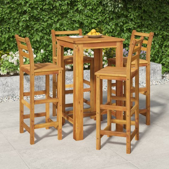 3-tlg. Gartenbar-Set Massivholz Akazie