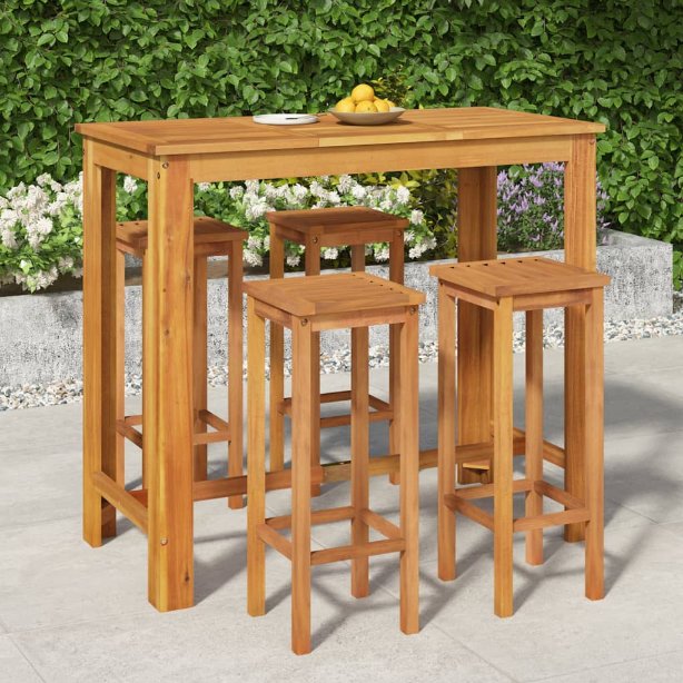 3-tlg. Gartenbar-Set Massivholz Akazie
