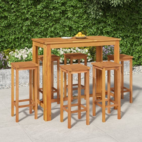 3-tlg. Gartenbar-Set Massivholz Akazie