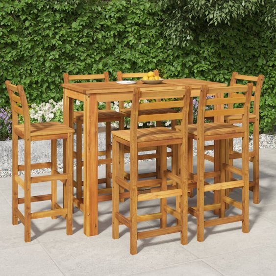 3-tlg. Gartenbar-Set Massivholz Akazie