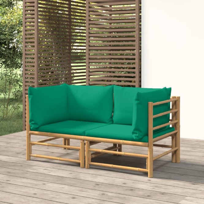6-tlg. Garten-Lounge-Set mit Hellgrauen Kissen Bambus