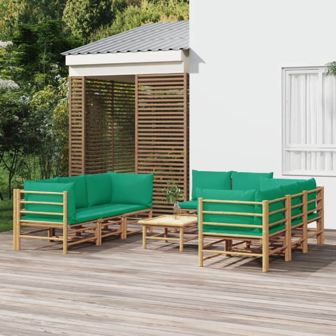 6-tlg. Garten-Lounge-Set mit Hellgrauen Kissen Bambus