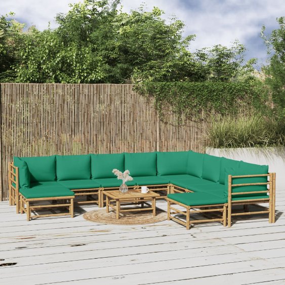 6-tlg. Garten-Lounge-Set mit Hellgrauen Kissen Bambus