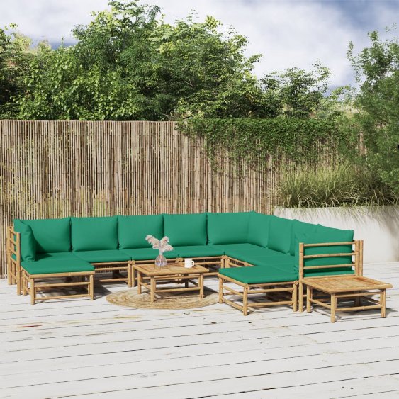 6-tlg. Garten-Lounge-Set mit Hellgrauen Kissen Bambus