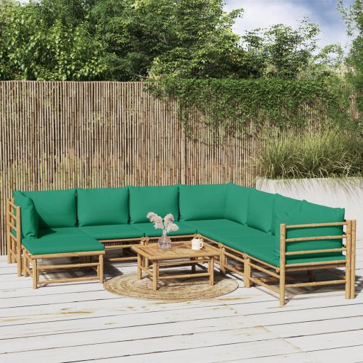 6-tlg. Garten-Lounge-Set mit Hellgrauen Kissen Bambus
