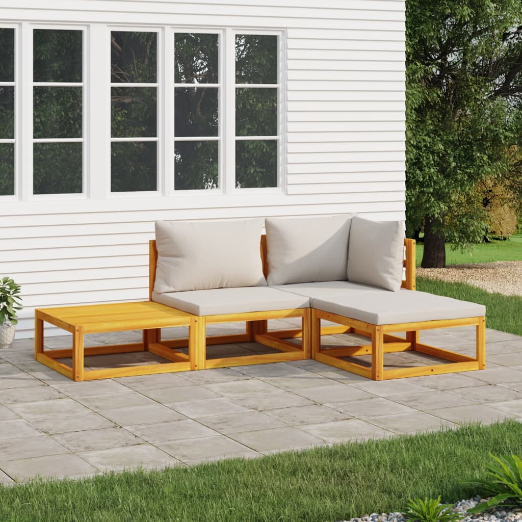 6-tlg. Garten-Lounge-Set mit Taupe Kissen Massivholz