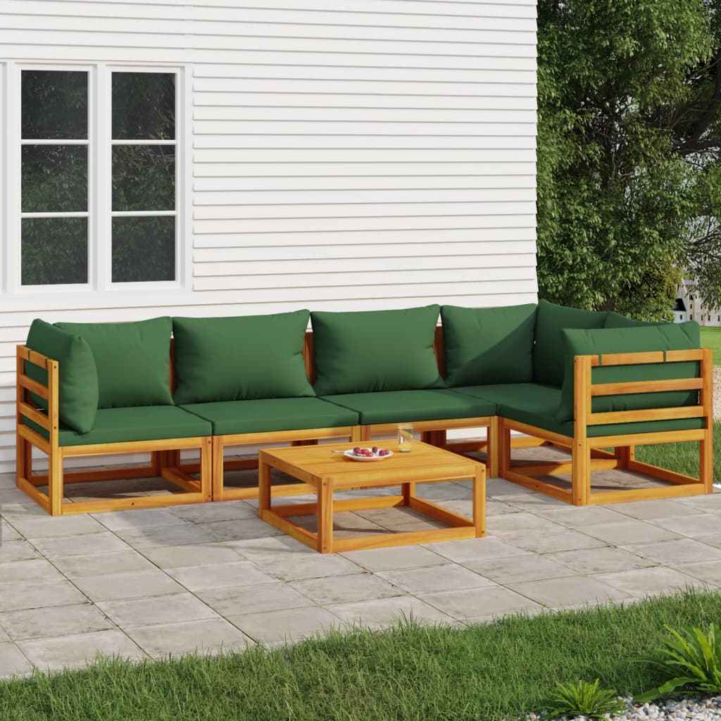 6-tlg. Garten-Lounge-Set mit Taupe Kissen Massivholz