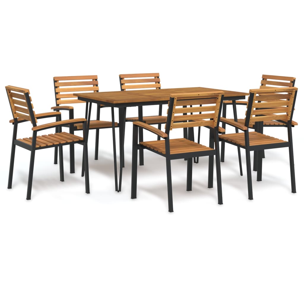 5-tlg. Garten-Essgruppe Massivholz Akazie und Metall