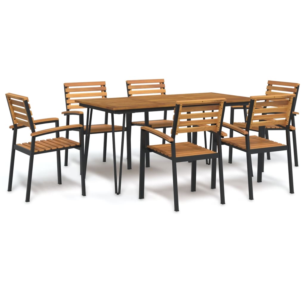5-tlg. Garten-Essgruppe Massivholz Akazie und Metall
