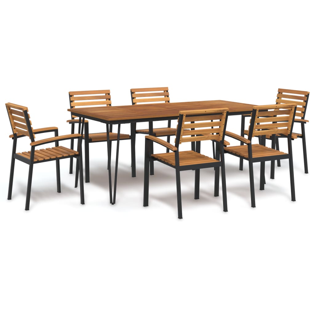 5-tlg. Garten-Essgruppe Massivholz Akazie und Metall