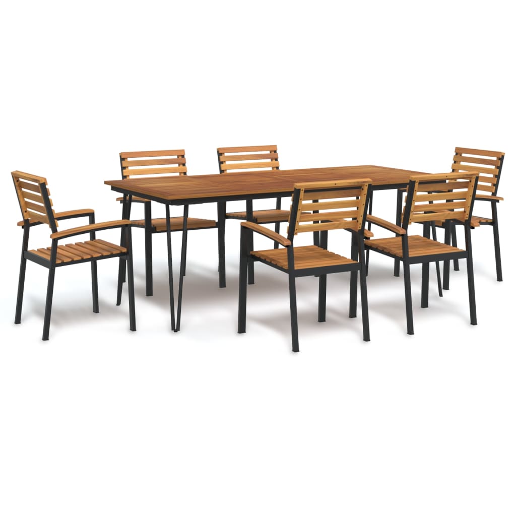 5-tlg. Garten-Essgruppe Massivholz Akazie und Metall