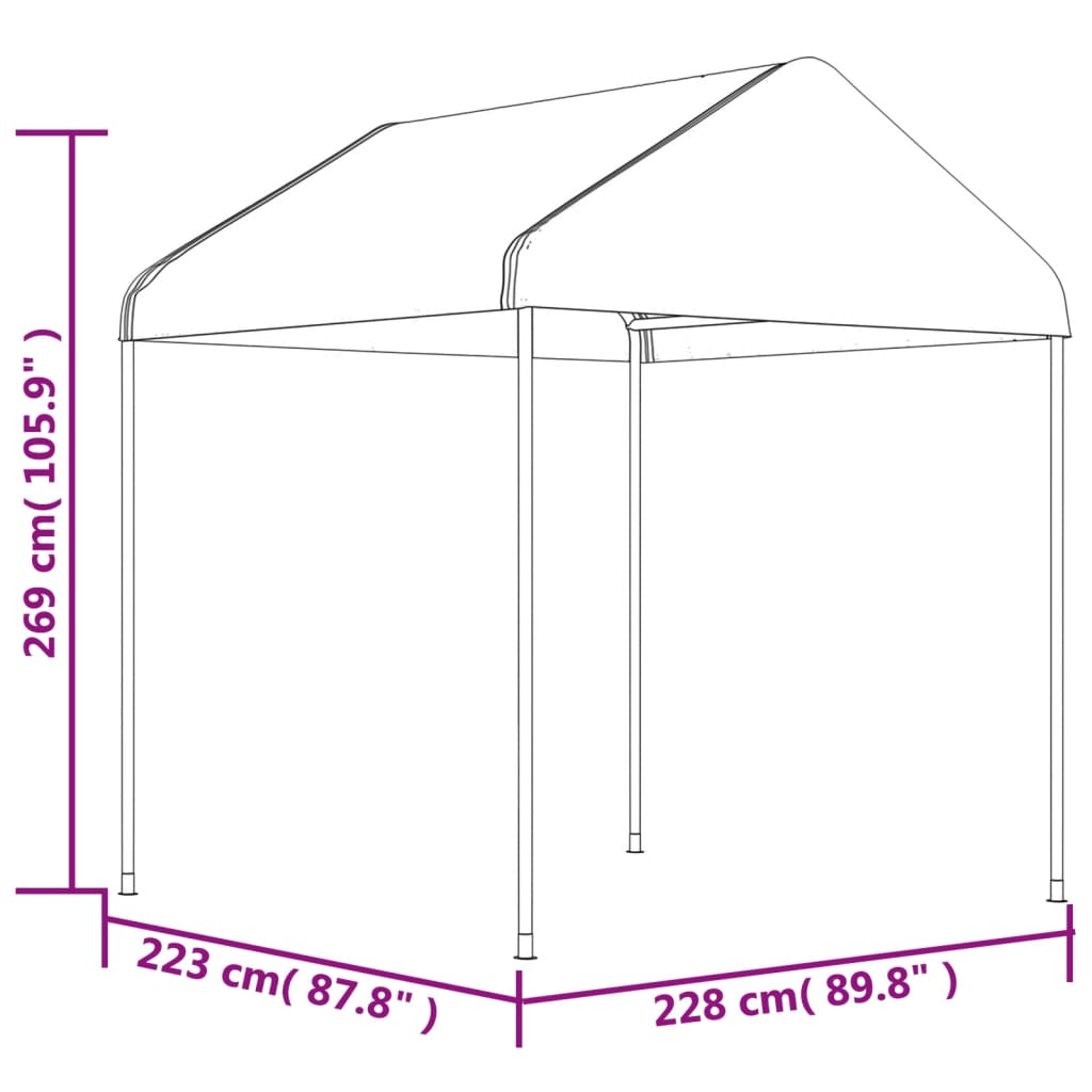 vidaXL Pavillon mit Dach Weiß 4,46x2,28x2,69 m Polyethylen