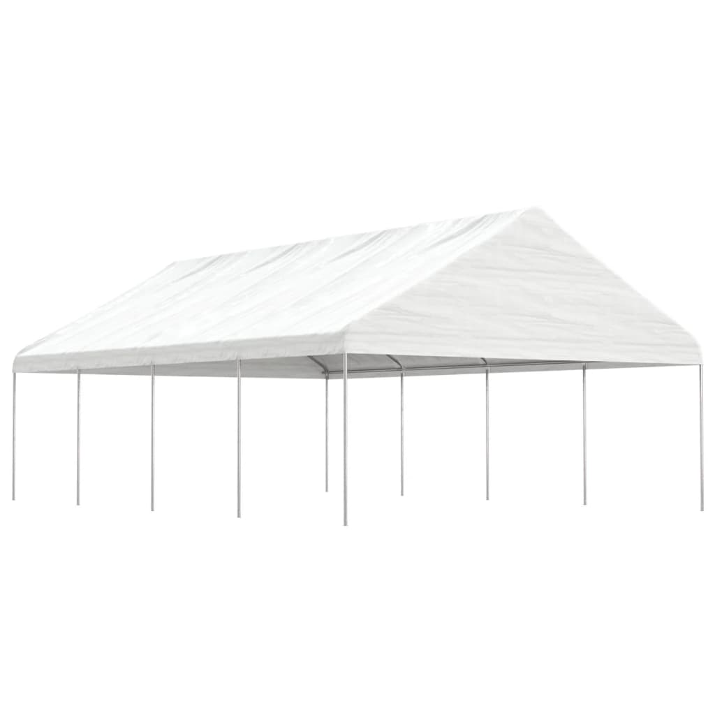 vidaXL Pavillon mit Dach Weiß 4,46x5,88x3,75 m Polyethylen
