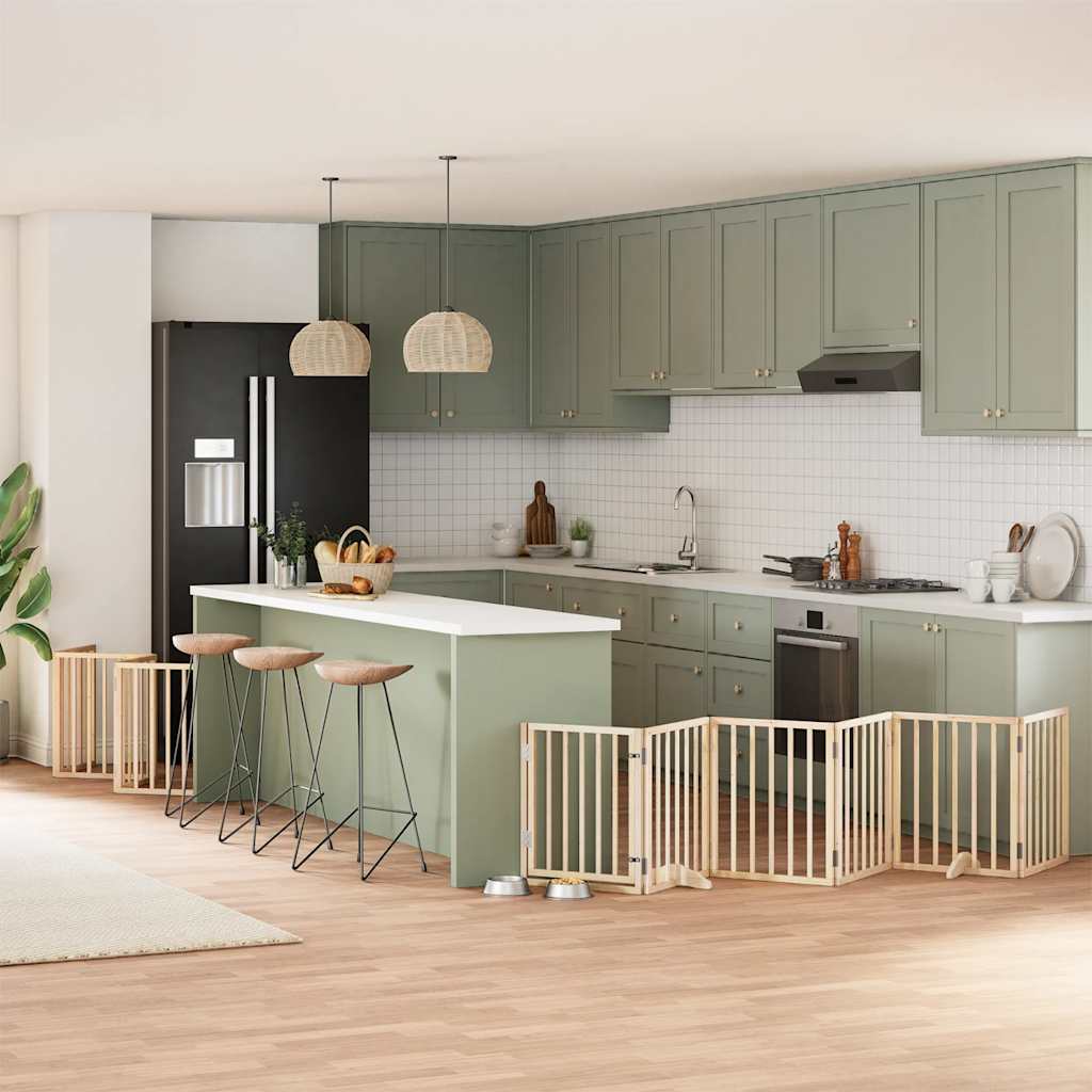 vidaXL 9-tlg. Hundetor mit Tür Faltbar 450 cm Pappelholz