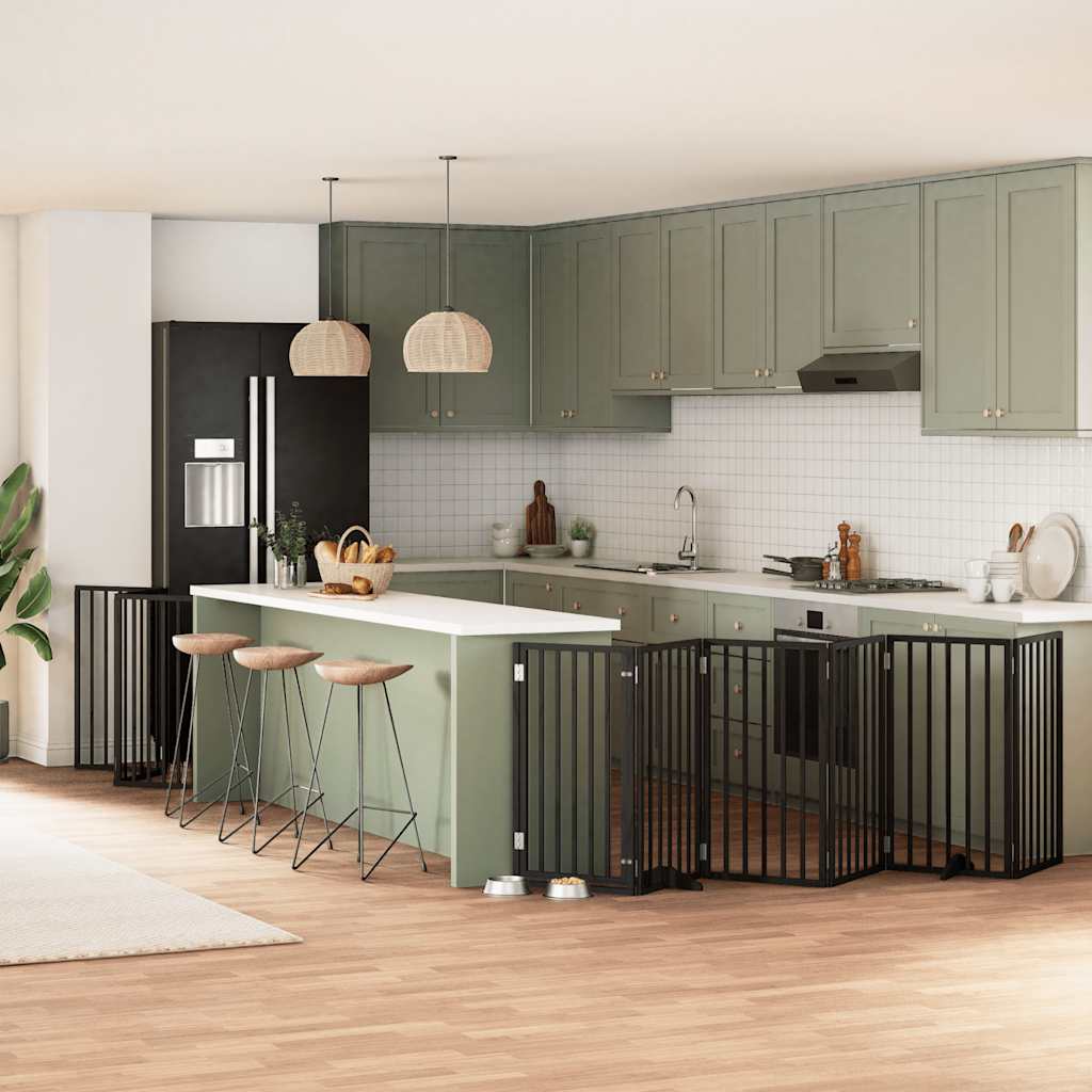 vidaXL 9-tlg. Hundetor mit Tür Faltbar 450 cm Pappelholz