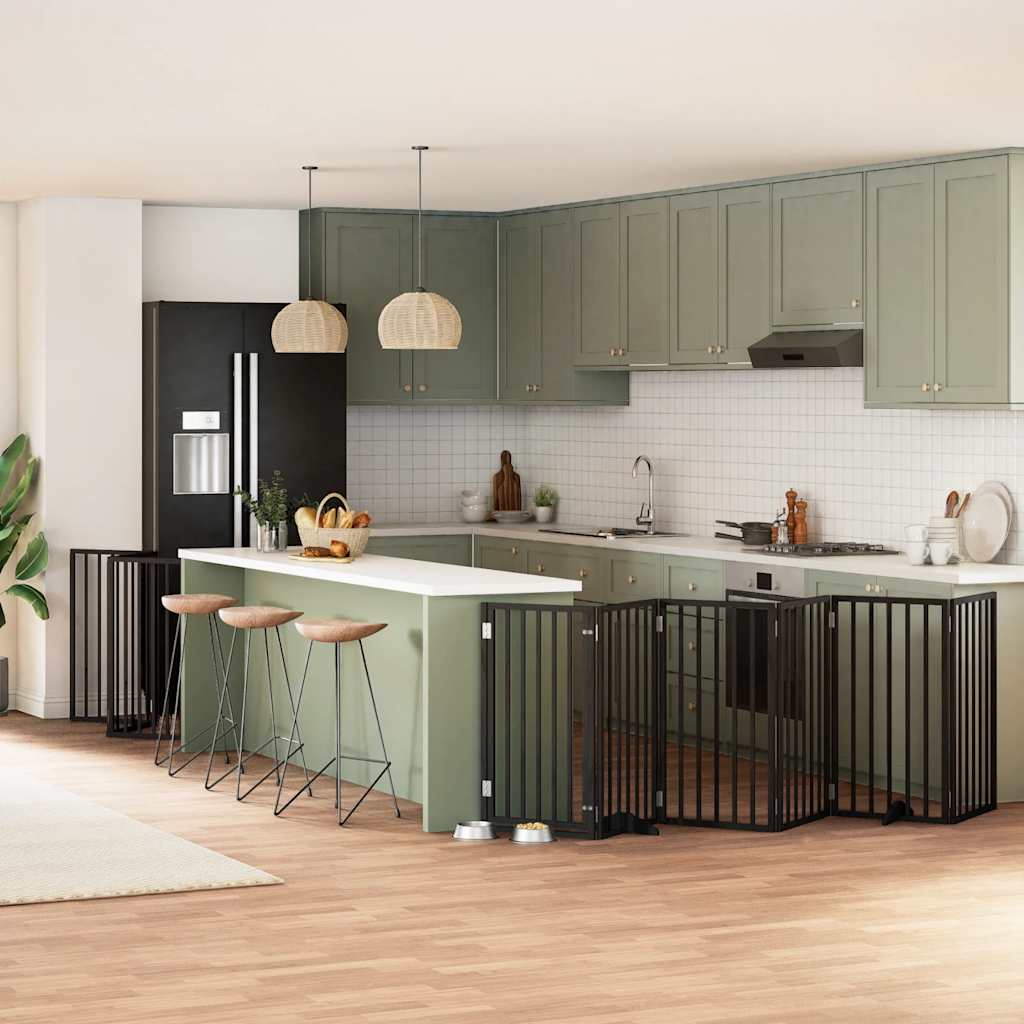 vidaXL 9-tlg. Hundetor mit Tür Faltbar 450 cm Pappelholz