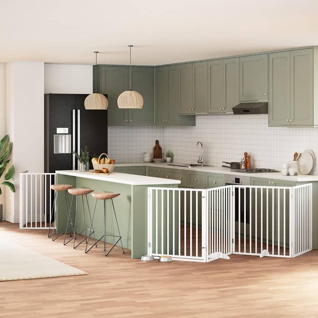 vidaXL 9-tlg. Hundetor mit Tür Faltbar 450 cm Pappelholz