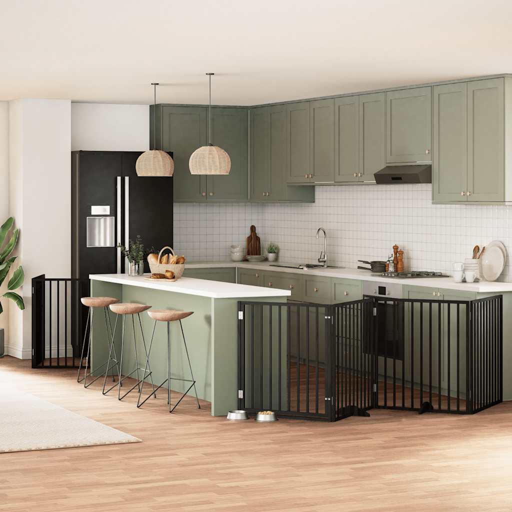 vidaXL 9-tlg. Hundetor mit Tür Faltbar 450 cm Pappelholz