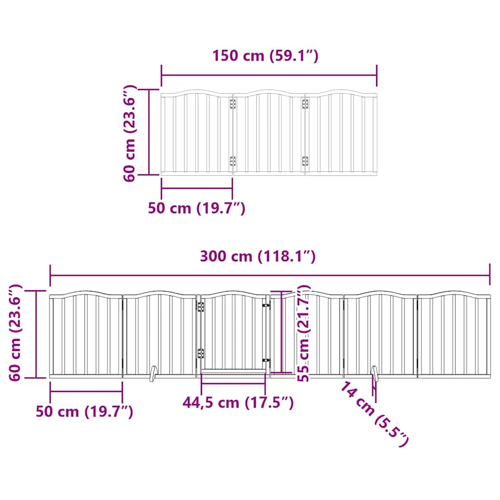 vidaXL 9-tlg. Hundetor mit Tür Faltbar 450 cm Pappelholz