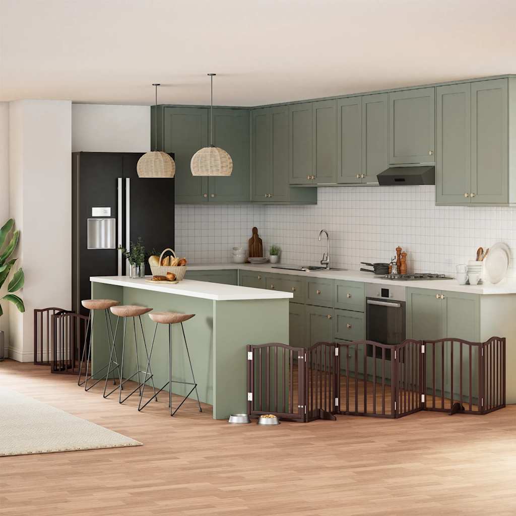 vidaXL 9-tlg. Hundetor mit Tür Faltbar 450 cm Pappelholz