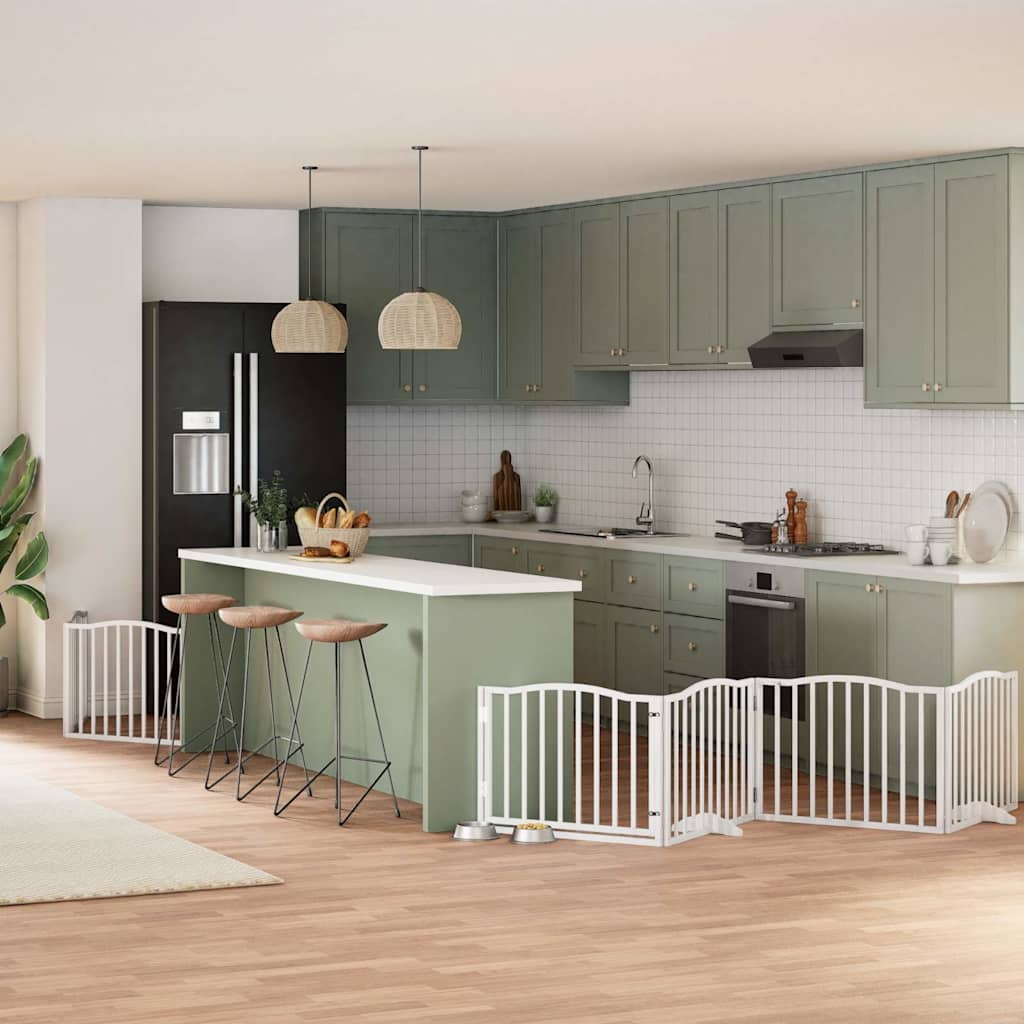 vidaXL 9-tlg. Hundetor mit Tür Faltbar 450 cm Pappelholz