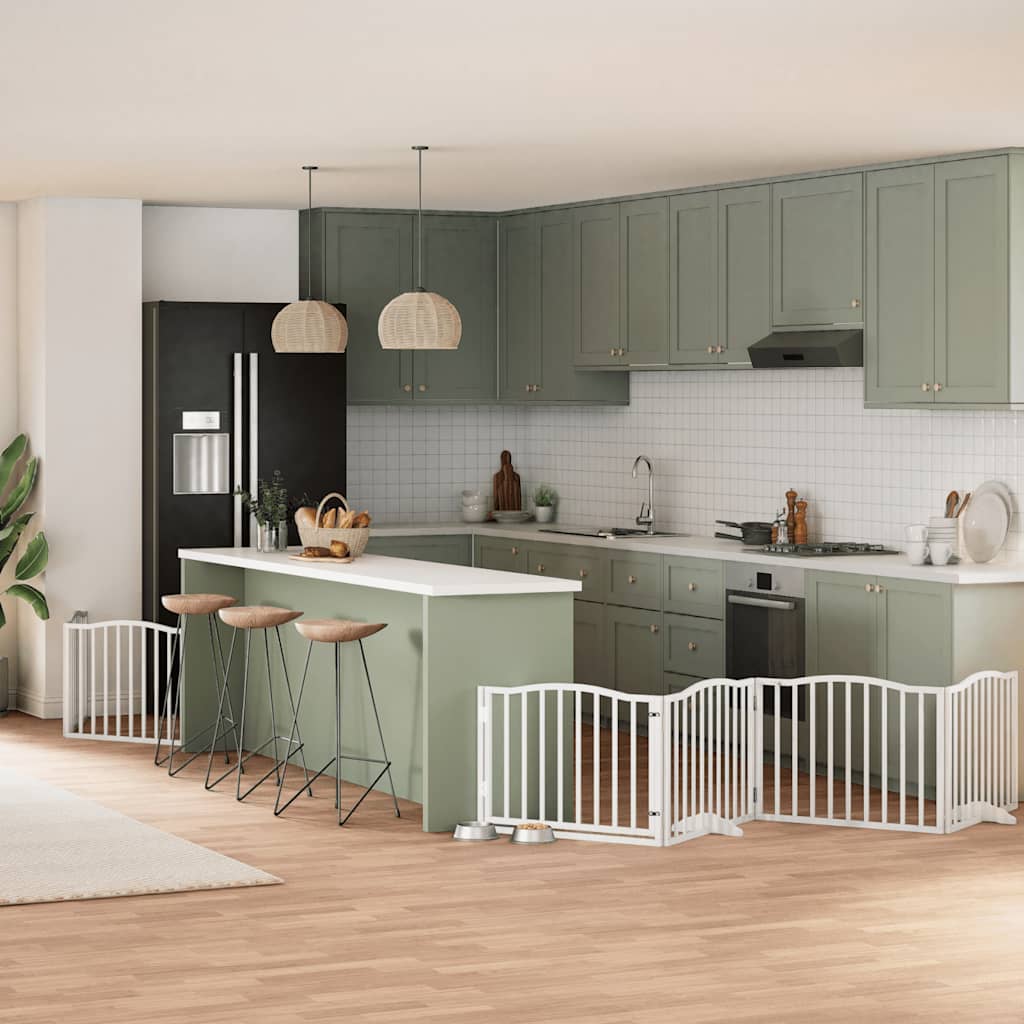 vidaXL 9-tlg. Hundetor mit Tür Faltbar 450 cm Pappelholz