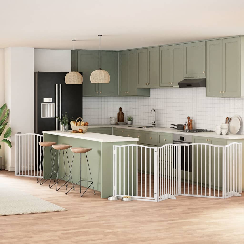 vidaXL 9-tlg. Hundetor mit Tür Faltbar 450 cm Pappelholz