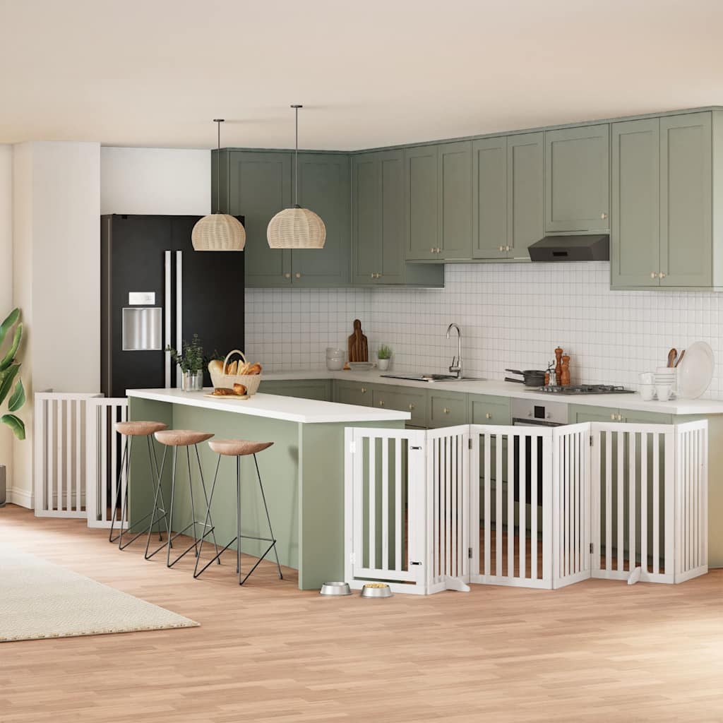 vidaXL 9-tlg. Hundetor mit Tür Faltbar 450 cm Pappelholz