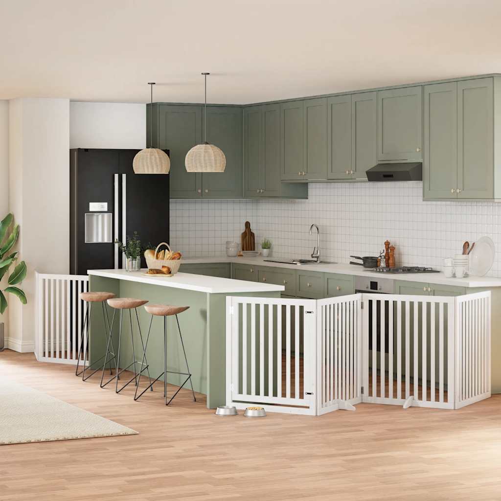 vidaXL 9-tlg. Hundetor mit Tür Faltbar 450 cm Pappelholz