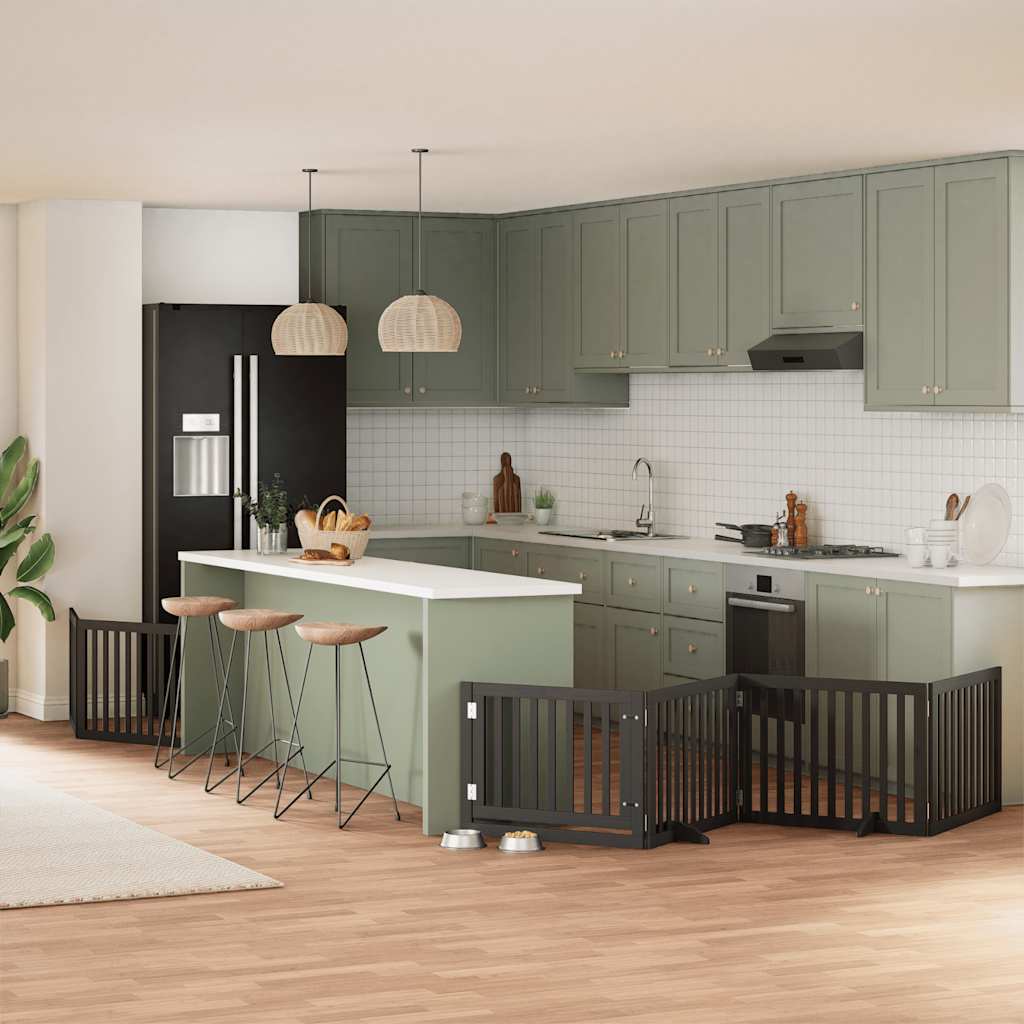 vidaXL 9-tlg. Hundetor mit Tür Faltbar 450 cm Pappelholz