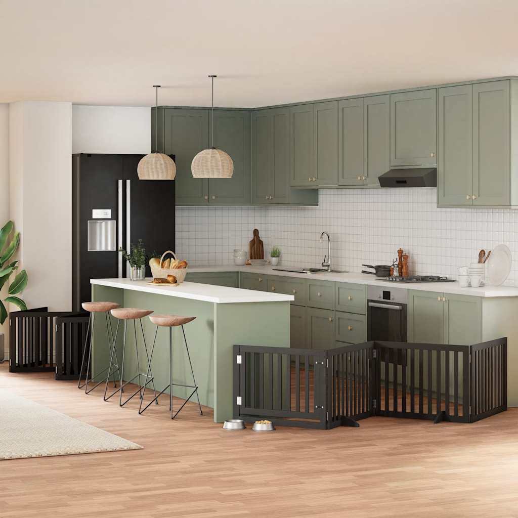 vidaXL 9-tlg. Hundetor mit Tür Faltbar 450 cm Pappelholz