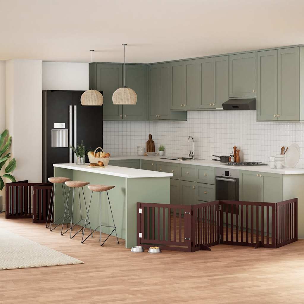 vidaXL 9-tlg. Hundetor mit Tür Faltbar 450 cm Pappelholz