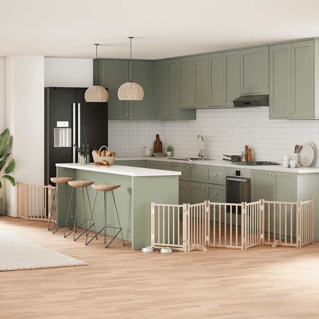 vidaXL 9-tlg. Hundetor mit Tür Faltbar 450 cm Pappelholz