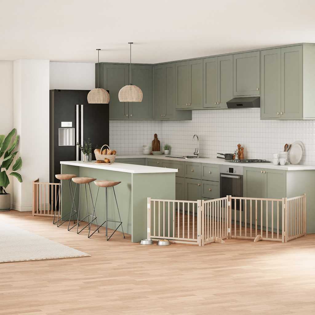 vidaXL 9-tlg. Hundetor mit Tür Faltbar 450 cm Pappelholz