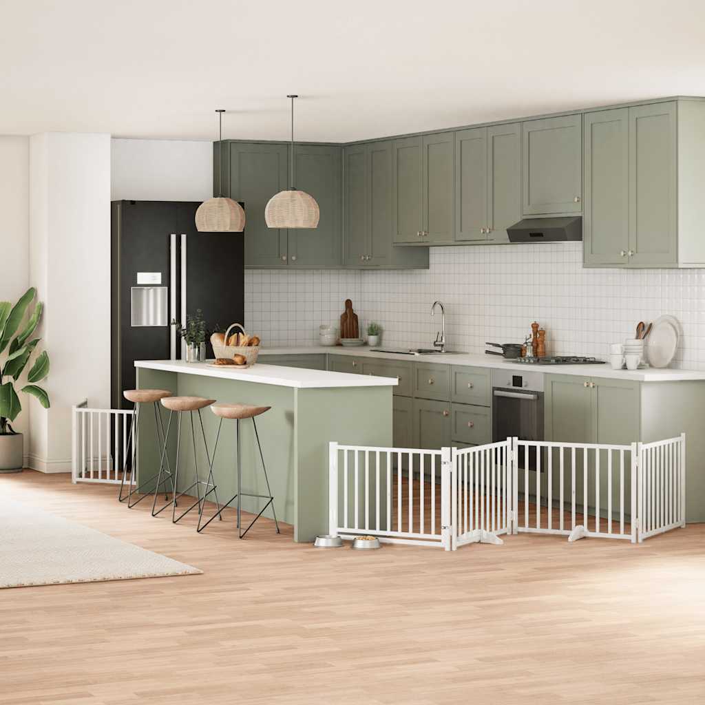 vidaXL 9-tlg. Hundetor mit Tür Faltbar 450 cm Pappelholz