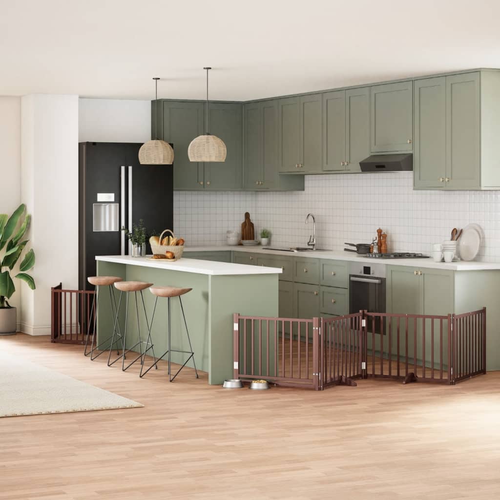 vidaXL 9-tlg. Hundetor mit Tür Faltbar 450 cm Pappelholz