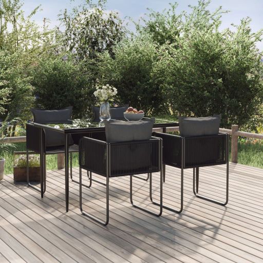 3-tlg. Garten-Essgruppe Schwarz
