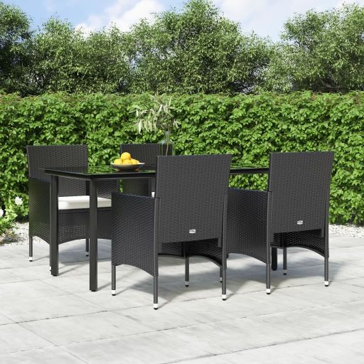 3-tlg. Garten-Essgruppe mit Kissen Schwarz