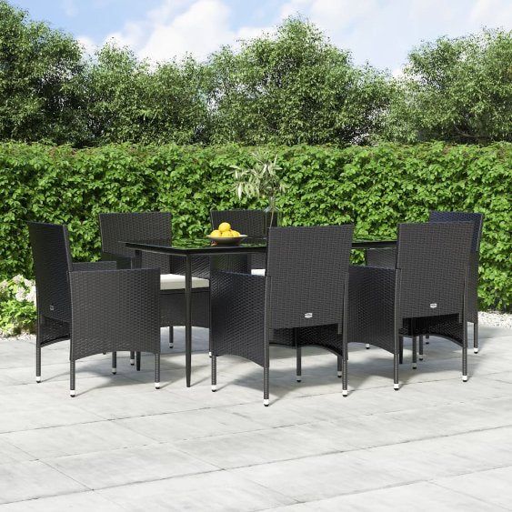 3-tlg. Garten-Essgruppe mit Kissen Schwarz