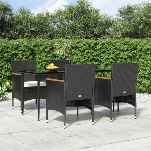 3-tlg. Garten-Essgruppe mit Kissen Schwarz