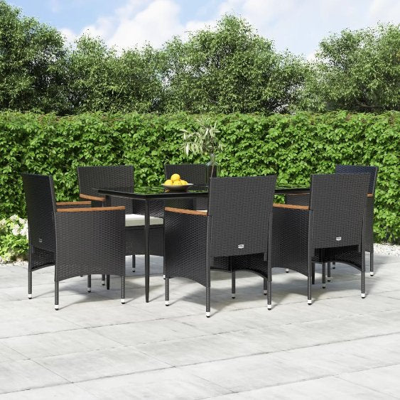 3-tlg. Garten-Essgruppe mit Kissen Schwarz