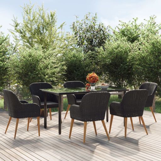3-tlg. Garten-Essgruppe mit Kissen Schwarz