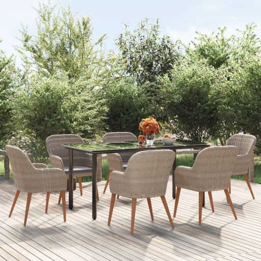 3-tlg. Garten-Essgruppe mit Kissen Schwarz