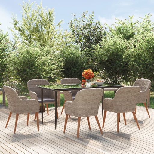 3-tlg. Garten-Essgruppe mit Kissen Schwarz