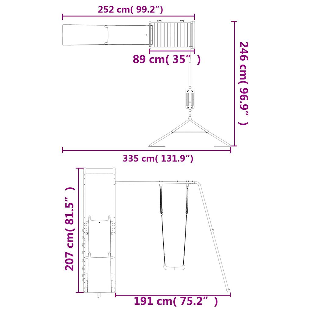 vidaXL Spielturm Massivholz Kiefer