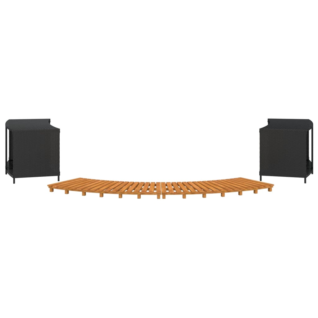 vidaXL Whirlpool-Umrandung Schwarz Poly-Rattan und Massivholz Akazie