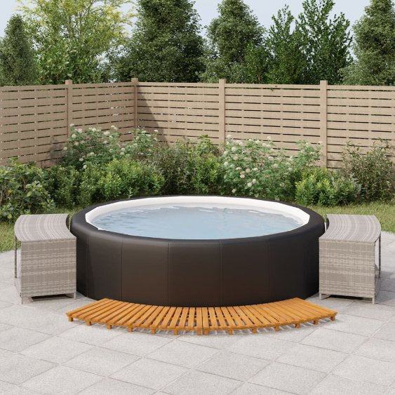 vidaXL Whirlpool-Umrandung Schwarz Poly-Rattan und Massivholz Akazie