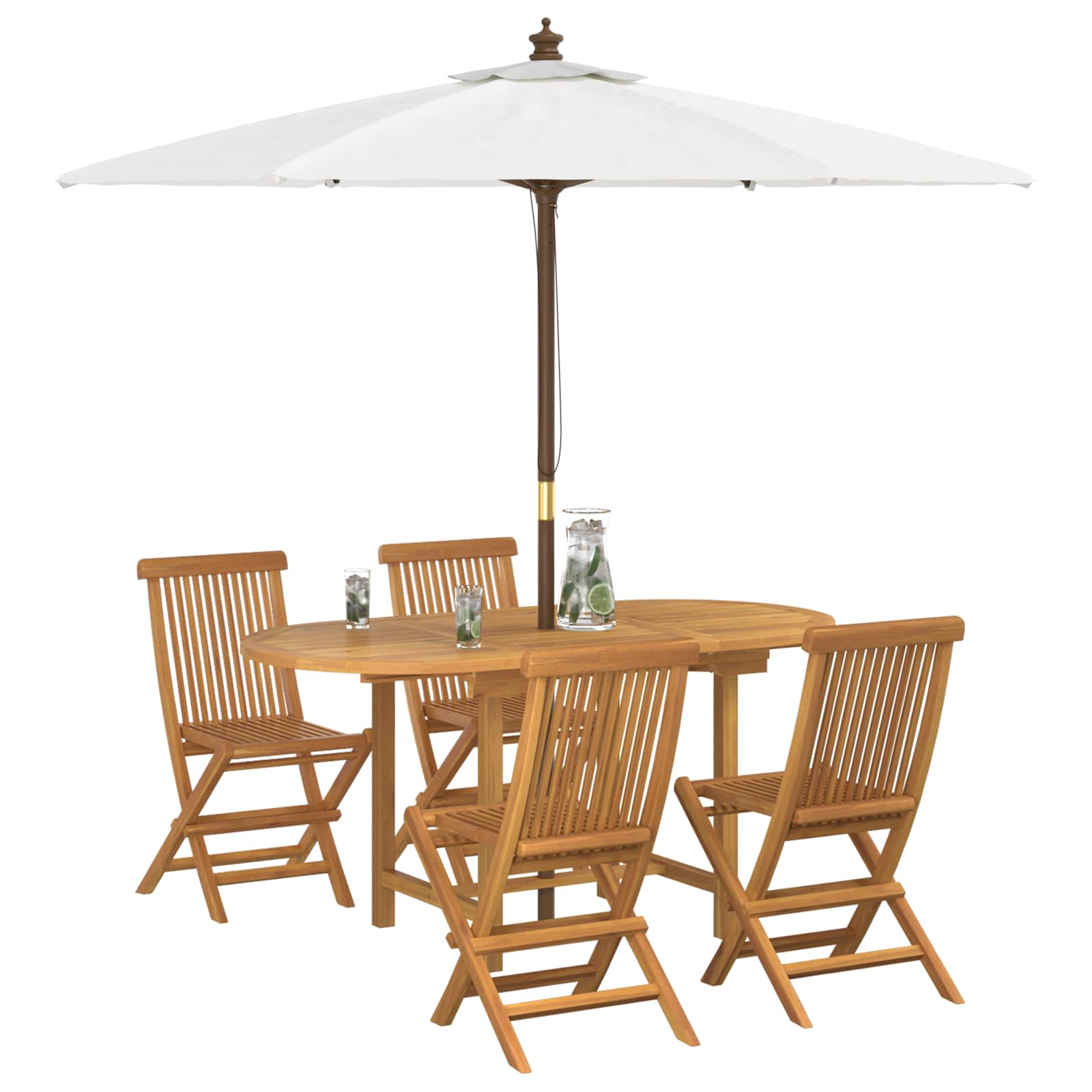 vidaXL Garten Essgruppe 5 pcs Braun Massivholz Teak