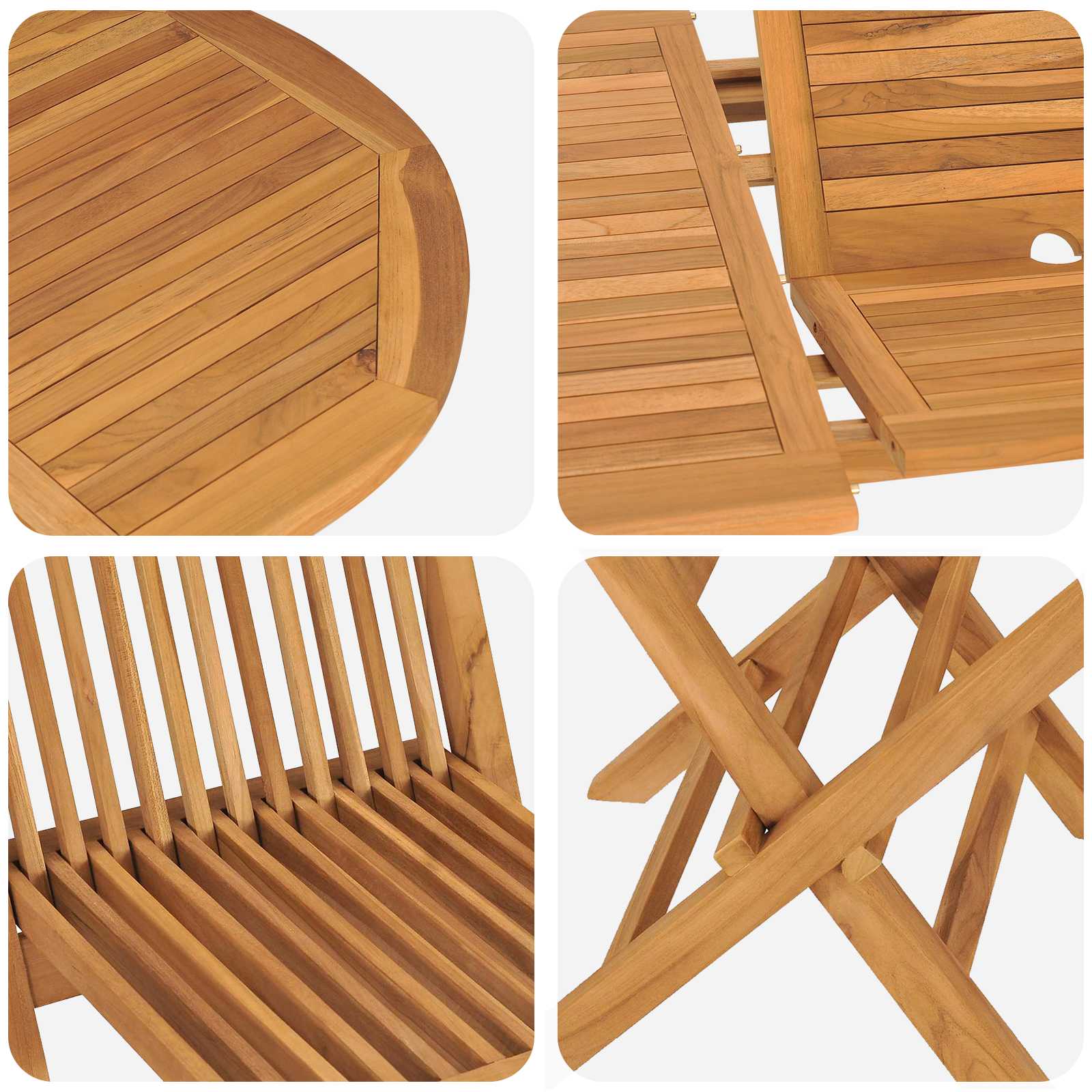 vidaXL Garten Essgruppe 5 pcs Braun Massivholz Teak